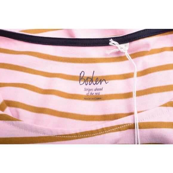 Boden Womens T-Shirt Shirt UK 8 US 4 Pink Brown Striped Short sleeve NWT - Picture 6 of 6